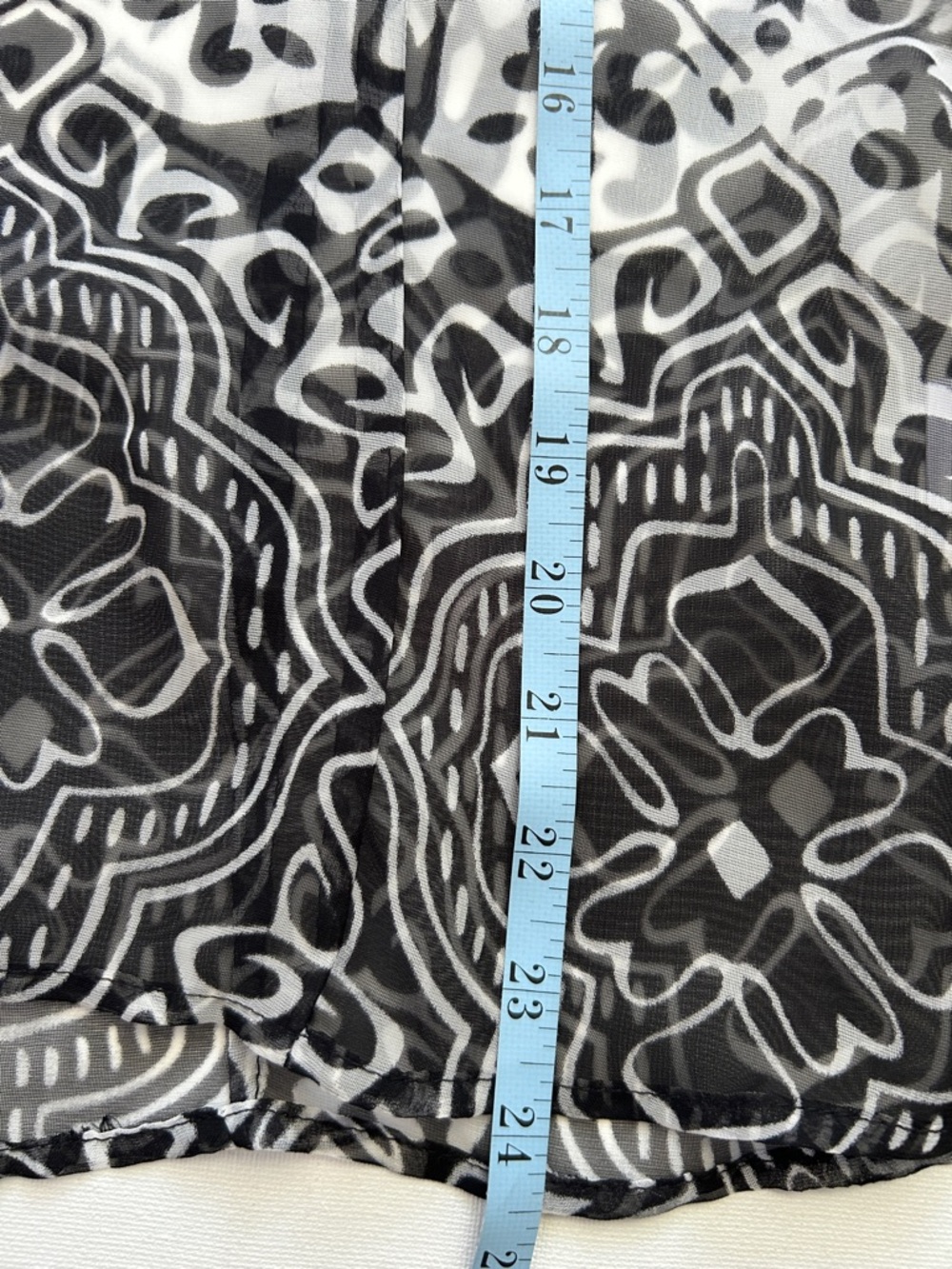 NICOLA Black & White Printed Button-Up All Sheer Blouse - Picture 11 of 11
